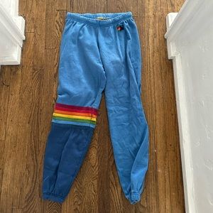 Aviator Nation blue rainbow sweatpants